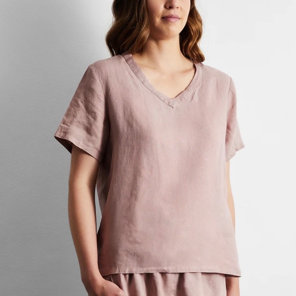 Threads Size 3X Linen T-Shirt Mauve Color EUC